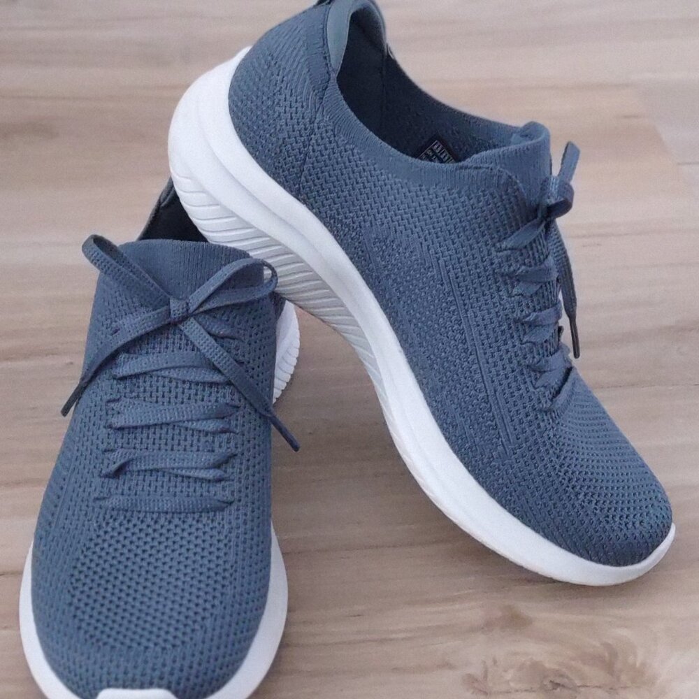 Slip on Skechers Air Cooled Memory Foam sneakers, Dusty blue, women's 8.5